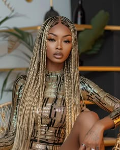 We are the leading supplier of premium bulk human hair. Our hair is highly sought after by professional braiders and discerning clients who demand only the best when it comes to their braiding needs.  We specialize in LONG hair LENGTHS which gives, BOHO BRAIDS, KNOTLESS BRAIDS, GODDESS BRAIDS AND BOX BRAIDS their luxurious and goddess like look. Our 100% raw virgin hair will place less tension on your scalp because human hair is more lightweight and more comfortable to wear.   It is natural, versatile, and not bulky like synthetic hair.  Knotless Braids with our hair are more beautiful because they look more realistic. When you pull all the braids into a bun, synthetic braids look stiff and heavy. But braids with our 100% human hair provide a more natural result that  makes it seem like yo Knotless Box Braids Blonde And Brown, Blonde Goddess Box Braids, 4/27/30 Braids, Long Box Braids Styles, Braids Blonde Hair, Blonde Braids Black Women, Braiding Hairstyles For Black Women, Knot Braids, Futuristic Hairstyles