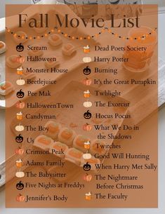 a halloween movie list with pumpkins and jack - o'- lanterns on it