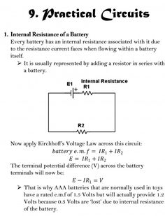 an electrical circuit diagram shows the current voltages and potential for different types of batteries