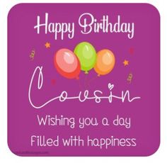 a happy birthday card with balloons and stars on the purple background that says, wishing you a day filled with happiness