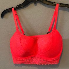 Nwot Pink Vs Hot Pink Lace Bralette W/ A Small Amount Of Padding Victoria Secret Pink Bras, Pink Lace Bralette, Pink Vs, Pink Bra, Lace Bralette, Pink Lace, Vs Pink, Victoria's Secret Pink, Victoria Secret