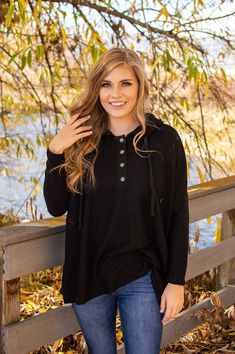 Button Down Hoodie | Black – MOB Fashion Boutique Mob Fashion, Quick Fashion, Fall Clothes, Boutique Design, Fun Fashion, Comfy Cozy, It's Fall, Cozy Fashion, Black Button