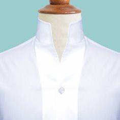 Elegant Top With Stand Collar, Elegant Slim Fit Tops For Daywear, White Stand Collar Shirt With Button Closure, Classic White Dress Shirt With Placket, Fitted Shirt With Stand Collar And Button Closure, Classic Stand Collar Tops With Buttons, Classic Tops With Stand Collar And Button Closure, Classic Stand Collar Top With Button Closure, Classic White Shirt With Buttons