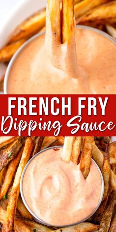 french fry dipping sauce in a bowl with fries on the side and text overlay