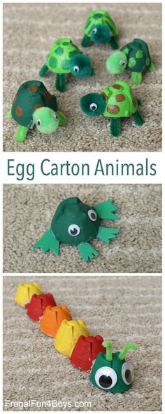 an egg carton animal made out of construction paper