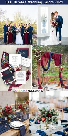 a collage of photos with the words best october wedding colors