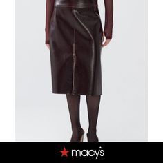 in stock Elegant Faux Leather Pencil Skirt For Fall, Brown Midi Pencil Skirt For Fall, Brown Pencil Skirt For Fall Party, Brown Skirt For Fall Night Out, Brown Pencil Skirt For Night Out, Brown Skirt For Night Out In Fall, Fall Party Brown Pencil Skirt, Brown Pencil Skirt For Workwear In Fall, Brown Midi Skirt For Night Out