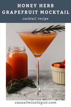 Honey Herb Grapefruit Mocktail Grapefruit Mocktail, Rosemary Honey, Honey Simple Syrup, Honey Water, Dry January, Honey Syrup, Rosemary Sprigs, Citrus Juice, Grapefruit Juice