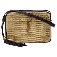 This shoulder bag is made of raffia in beige with black leather trim and details. The bag features an adjustable crossbody strap and brass hardware. The top zipper opens to a compact black fabric interior with a pocket. Retail. Color: beige with black Material: Raffia with leather finishes Model No. 612542 Comes with: dust bag Condition: Excellent Made in Italy Measurements~ Height 6” Width 9” Depth 3.75” Drop 21” Louis Vuitton Damier Ebene, Chanel Black, Dark Brown Leather, Flap Bag, Brass Hardware, Crossbody Strap, Fashion Handbags, Black Fabric, White Leather