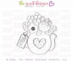 the sweet designs shoppe logo with flowers in a teapot and tag on it