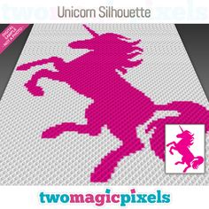 a pink unicorn rug with the word unicorn silhouette on it's front and side