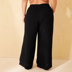 From the beach to a bonfire under the stars, these Gauze Cover-Up Pants from Shade & Shore™ are a go-to pick on vacay days. These solid-color cover-up pants feature soft textured detailing for an on-trend look. Made of sheer cotton gauze fabric for comfortable wear, these cover-up pants include a full elastic waistband for a snug fit. Plus, side pockets add a functional detail to your look. Shade & Shore™: Made for the sun & fit for fun. Black Summer Bottoms For Vacation, Black Summer Vacation Bottoms, Black High Waist Pants For Beach Season, High Waist Black Pants For Beach Season, Solid Color Wide Leg Bottoms For Vacation, Solid Wide Leg Bottoms For Vacation, Black Wide Leg Pants For Beach Season, Black Beach Pants For Beach Season, Loosely Fitted Black Bottoms For Beach