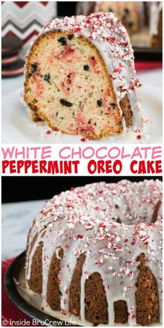 white chocolate peppermint oreo cake on a plate