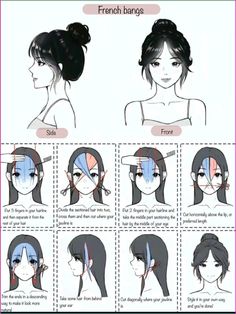 Those french bangs might look good on you! Cool Hair Designs, Bangs Tutorial, Hair Style Korea, Bangs For Round Face, How To Cut Bangs, Haircuts For Wavy Hair, Hair Bridesmaid, Hair Tutorials Easy, How To Style Bangs