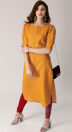 Kurta Designs For Women, Office Wear Kurta, Ladies Office Wear, Office Wear Women Work Outfits, Plain Kurti Designs, Casual Kurtis, Work Outfits Frauen