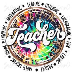 the teacher's logo is shown in black, white and multicolored colors