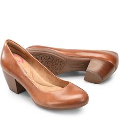 Amora | Comfortiva Shoes Formal Heels With Cork-bed Midsoles And Round Toe, Chic High Heels With Cork-bed Midsoles, Brown Cork Footbed Sandals With Cork-bed Midsoles, Luxury Cork-bed Formal Heels, Chic Wedge Heels With Cork-bed Midsoles, Pump Dress, Leather Fabric, Stacked Heel, Favorite Dress