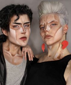 Jjba Cosplay Makeup, Jjba Makeup Tutorial, Jojo Cosplay Makeup, Open Wound Makeup, Polnareff Cosplay, Drag King Makeup