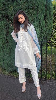 White Organza Dress, Pakistani Fashion Casual