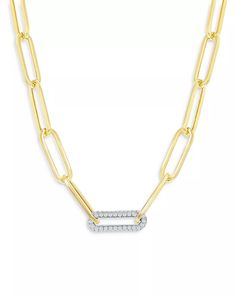 Bloomingdale's - Diamond Paperclip Necklace in 14K Yellow Gold, 0.70 ct. t.w. - 100% Exclusive Diamond Necklace With Paperclip Chain And Oval Links, Diamond Necklace With Paperclip Chain, Classic Diamond Chain Link Necklace, Yellow Gold Diamond Accented Chain Link Necklace, Yellow Gold Diamond Accent Chain Link Necklace, Single Cut Diamond Link Necklace, Timeless Diamond Link Necklace, Timeless Link Diamond Necklace, Timeless Link-style Diamond Necklace