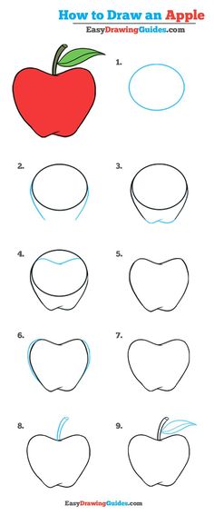 how to draw an apple for kids with easy step - by - step drawing instructions