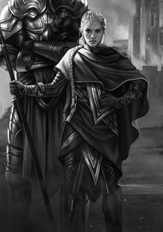 two people in armor standing next to each other