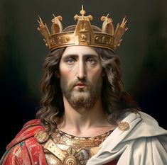 a painting of jesus with a crown on his head