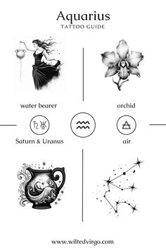 the zodiac sign for aquarius, water bearer, saturn and uranos is shown