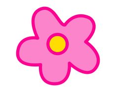 a pink flower with yellow center on a white background