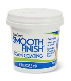 a container of smooth finish foam coating on a white background