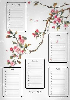 a table plan with flowers on it