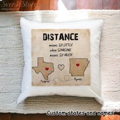 a pillow with the words distance on it