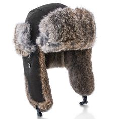 Chase away the chill, and warm up your winter with the Genuine Rabbit Fur Trapper Hat by Walrus Hats. Trapper hats are known for their rugged style, signature ear flaps, and ability to keep your head warm in the harshest winters. Wear the flaps loose, buckled on top of the crown or snapped beneath your chin and you can count on all day warmth and style. The Genuine Rabbit Fur Trapper consists of a faux suede exterior, features a plush rabbit fur lining, ear covers, ear flaps with an adjustable s Frio Outfits, Black Trapper Hat, Fur Hat Men, Trapper Hat Men, Fashionable Canes, Fur Trapper Hat, Fur Trapper, Fur Hats, Straw Hat Beach