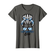 PRICES MAY VARY. Solid colors: 100% Cotton; Heather Grey: 90% Cotton, 10% Polyester; Dark Heather and Heather Blue: 50% Cotton, 50% Polyester; OR Dark Heather, Heather Blue and All Other Heathers: 65% Polyester, 35% Cotton; Girls' Heathers: 60% Cotton, 40% Polyester Imported Machine Wash Grab this Oktoberfest Girl Messy Bun Bavaria T-Shirt as a gift for the German Oktoberfest in Munich or a local American Octoberfest! Perfect costume for women, men, kids to wear with Lederhose while eating Schni Octoberfest Costume, German Costume, Oktoberfest Shirt, German Oktoberfest, Costume For Women, Costume Women, Heather Blue, Costume Outfits, Messy Bun