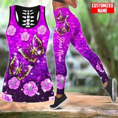 cover Match Outfits, Painted Clothes Diy, Cute Outfits With Leggings, Mix Match Outfits, Baddie Tips, Yoga Clothing, Clothes Diy, Painted Clothes, Purple Butterfly