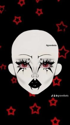 Goth Makeup Ideas Tutorials, Goth Makeup Inspo Drawing, Drawn Makeup Looks, Goth Makeup Drawing, Red Trad Goth Makeup, Rock Concert Makeup Ideas, Christmas Goth Makeup, Goth Makeup With Glasses, Goth Makeup Ideas Drawing