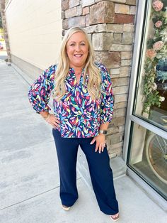 Light up every room you walk in with this bold and patterned Michelle McDowell Blouse! Name Style, Hit The Floor, Refined Style, Tailored Pants, Chic Boutique, The Floor, Favorite Jeans