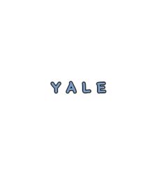 the word yale written in blue on a white background