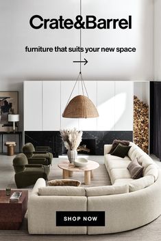 a living room with furniture that suits your new space for sale at crate & barrel