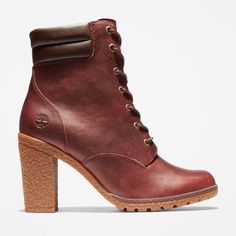 With sturdy heels and textured lug outsoles, our Tillston 6-inch women's boots were built for confidence, blending classic Timberland leather-boot styling with a modern aesthetic. | Timberland Women's Tillston 6-Inch Boots Burgundy Full-Grain, Size Medium Classic Timberland, Boot Styling, Timberland Leather Boots, Timberland Heels, Timberland Classic, Timberland Women, Black Boots Tall, Ankle Heels, Closed Toe Shoes