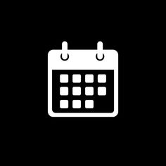 a black and white calendar icon with the date on it's side, in front of a dark background