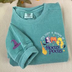 It's Just A Bunch of Hocus Pocus Embroidered Sweatshirt, Hocus Pocus Halloween Crewneck, Comfort Color Halloween Shirt for Friends - Etsy Hocus Pocus Sweater, Hocus Pocus Shirt, Hocus Pocus Halloween, Halloween Crewneck, Embroidered Sweatshirt, Mens Long Sleeve Tee, Comfort Color, Halloween Sweatshirt, Cool Sweaters