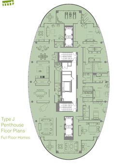 the floor plan for an apartment building with three floors and two living areas in it