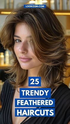 Long Hair With Feathered Layers, Feathered Curly Hairstyles, Feathered Layers With Bangs, Modern Feathered Hairstyles Medium, Feathered Curtain Bangs Long Hair, Feathered Haircuts For Long Hair, Medium Length Feathered Hairstyles