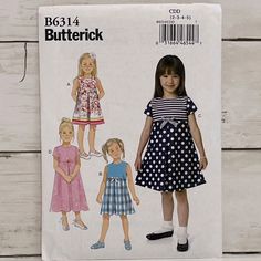 **Brand New** Butterick Child’s Sewing Patterns Butterick B6314 Sizes: Cdd (2, 3, 4, 5) *New, Uncut, Factory Folded* 5 Patterns For $25 Childrens Sewing Patterns, Pleated Skirt Dress, Girl Dress Pattern, Sewing Patterns Girls, Butterick Pattern, Butterick Sewing Pattern, Sewing Patterns For Kids, Easy Sewing Patterns, Sewing Pattern Sizes