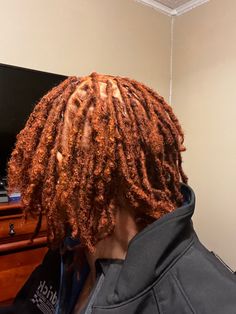 Copper Dreads Men, Dyed Hair Dreads Men, Ginger Hair Color Locs, Colored Dreads Men Dreadlocks, Ginger Dreads Black Man, Copper Locs Men, Loc Colors Men, Dreads Colors Men, Dreads Dye Ideas