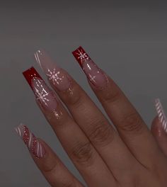 Christmas Nail Designs Acrylic, Nagellack Trends, Winter Nails Acrylic, Cute Christmas Nails, Her Nails, Acrylic Nails Coffin Pink, Christmas Nails Acrylic