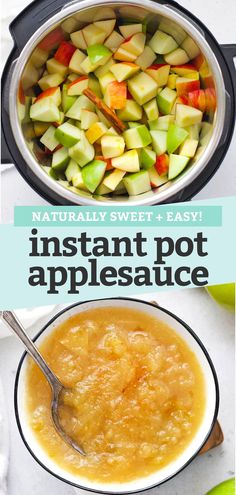 the instructions for how to make instant pot applesauce in an instant pot, with text overlay