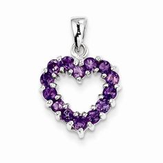 Metal: Sterling SilverLength:20 mmWidth:14 mmGemstones: AmethystGem Weight: 0.8 CTFinish: Polished, Open backFree U.S. Shipping for orders over $99 Protected by our 30-Day Risk Free Returns! Horn Pendant Necklace, Amethyst Heart, Purple Stuff, Everything Purple, Purple Things, I Love Purple, Heart Pendants, Purple Jewelry, Swarovski Necklace