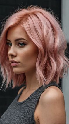 Ombre Hair Color For Short Hair, Grey Pink Hair Color, Pink Hair Ideas Short, Pink Hair Over 50, Pink Highlights Short Hair, Pink Undertone Skin Hair Color, Blush Pink Hair Color, Dust Pink Hair, Asian Pink Hair